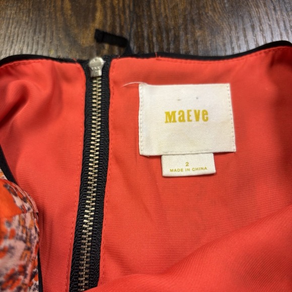 Maeve Anthropologie Canna Orange Black Silk Bandana Print Shift Dress Size 2 Zip - Picture 4 of 7